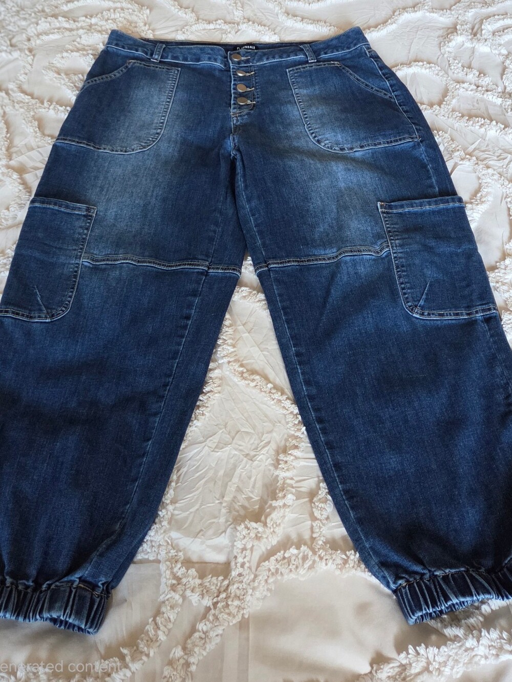 FLAMINGALS Dark Blue Cargo Denim Jean Joggers